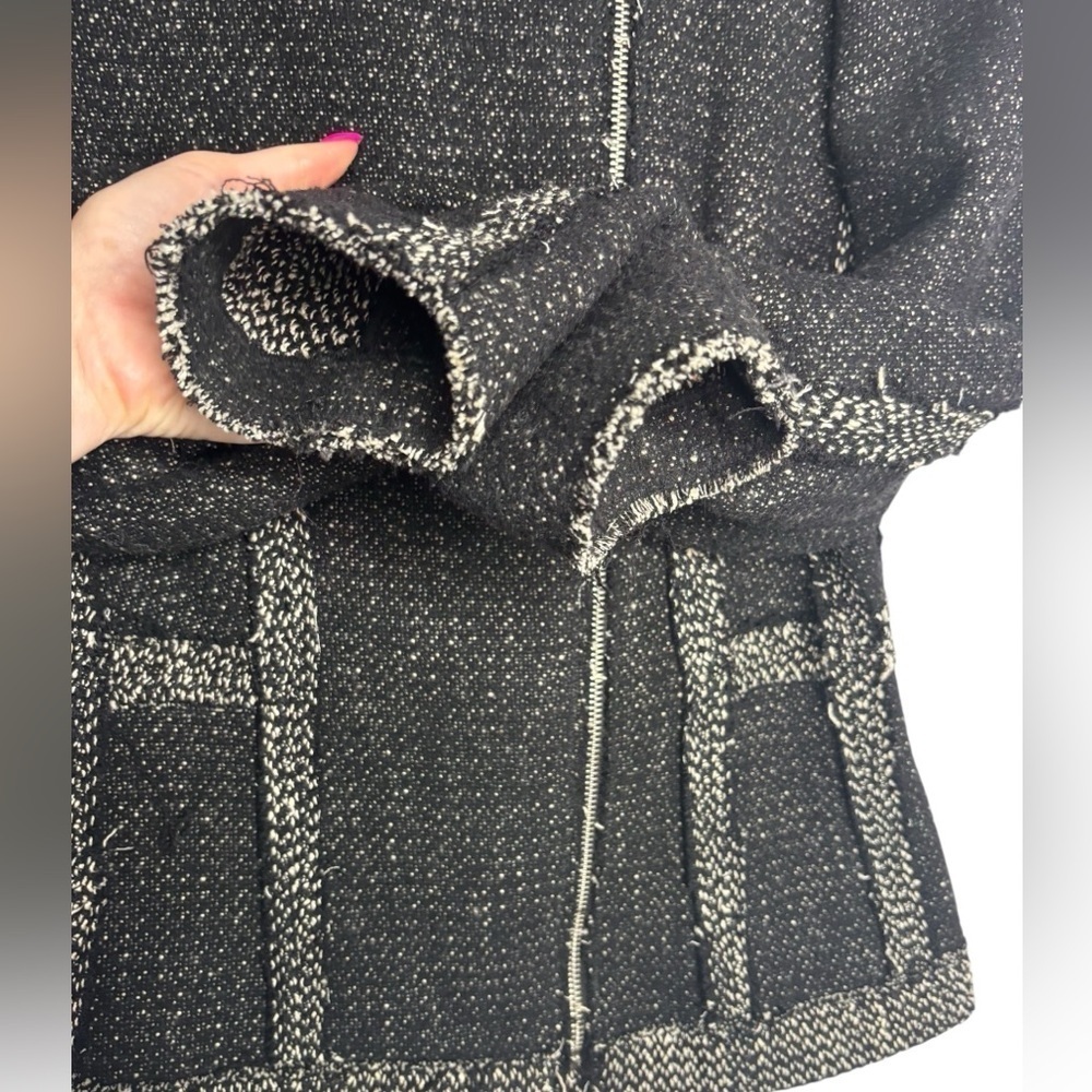 Rebecca Taylor Academia Business Structured Tweed Distressed Raw Hem Blazer 8 - Picture 9 of 15